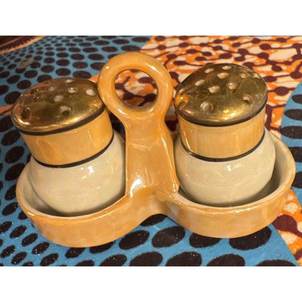 True Vintage Lusterware Salt And Pepper Shakers - Made In Japan - MCM - Japanese